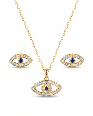 Aegis Nazar Necklace & Earrings Set