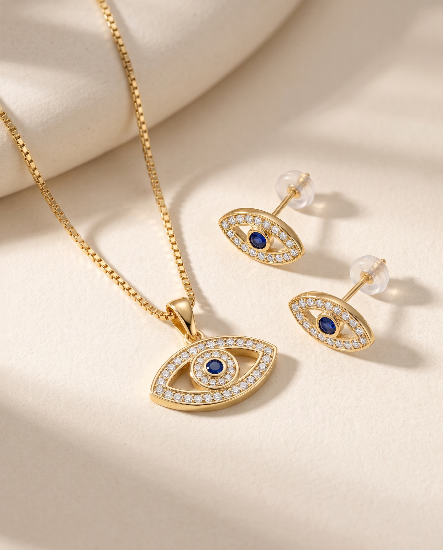 Aegis Nazar Necklace & Earrings Set