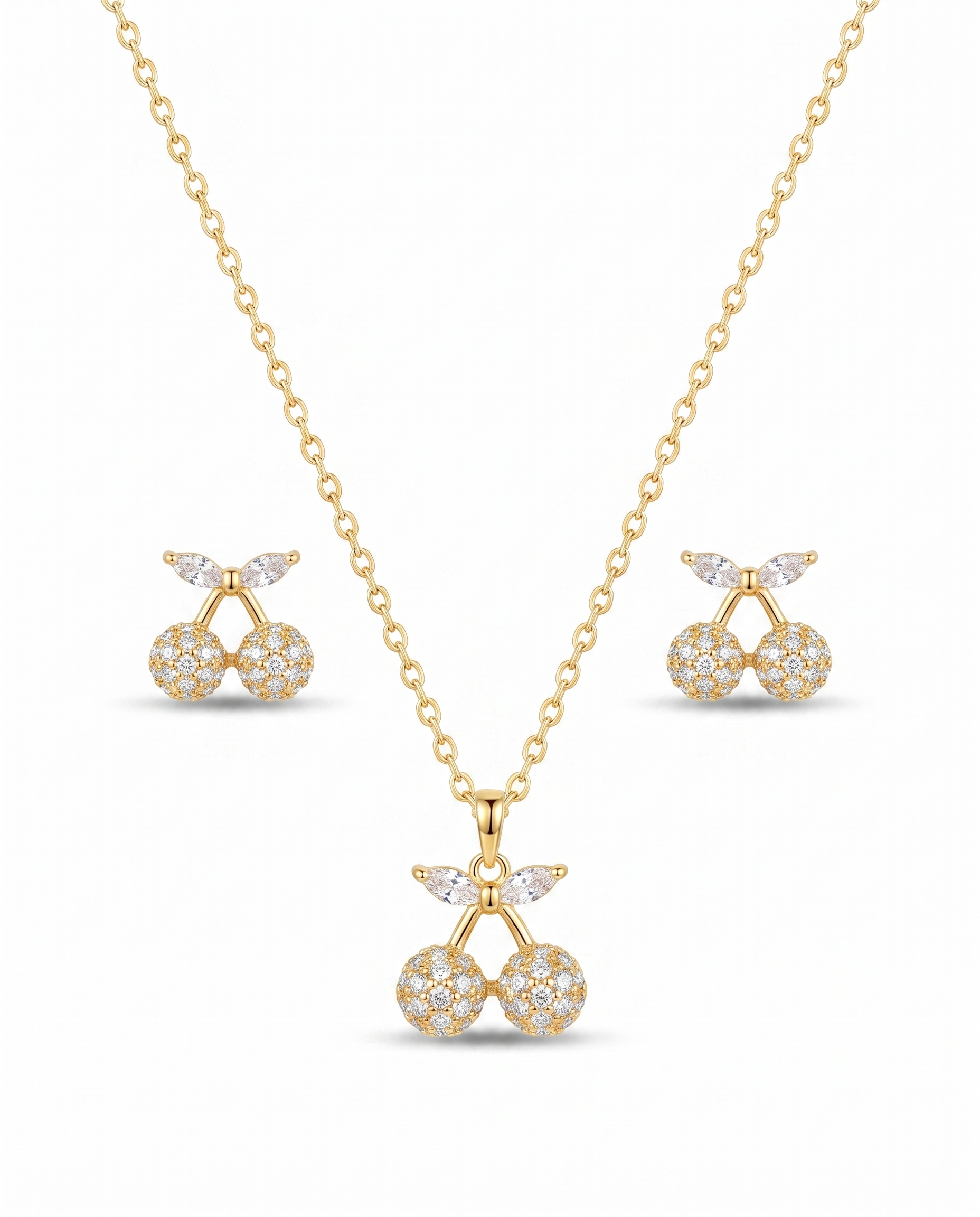 Cerise Bloom Necklace & Earrings Set