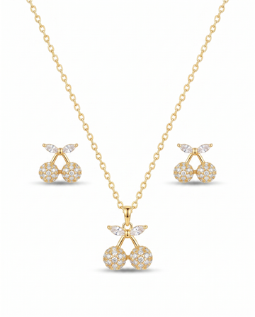 Cerise Bloom Necklace & Earrings Set
