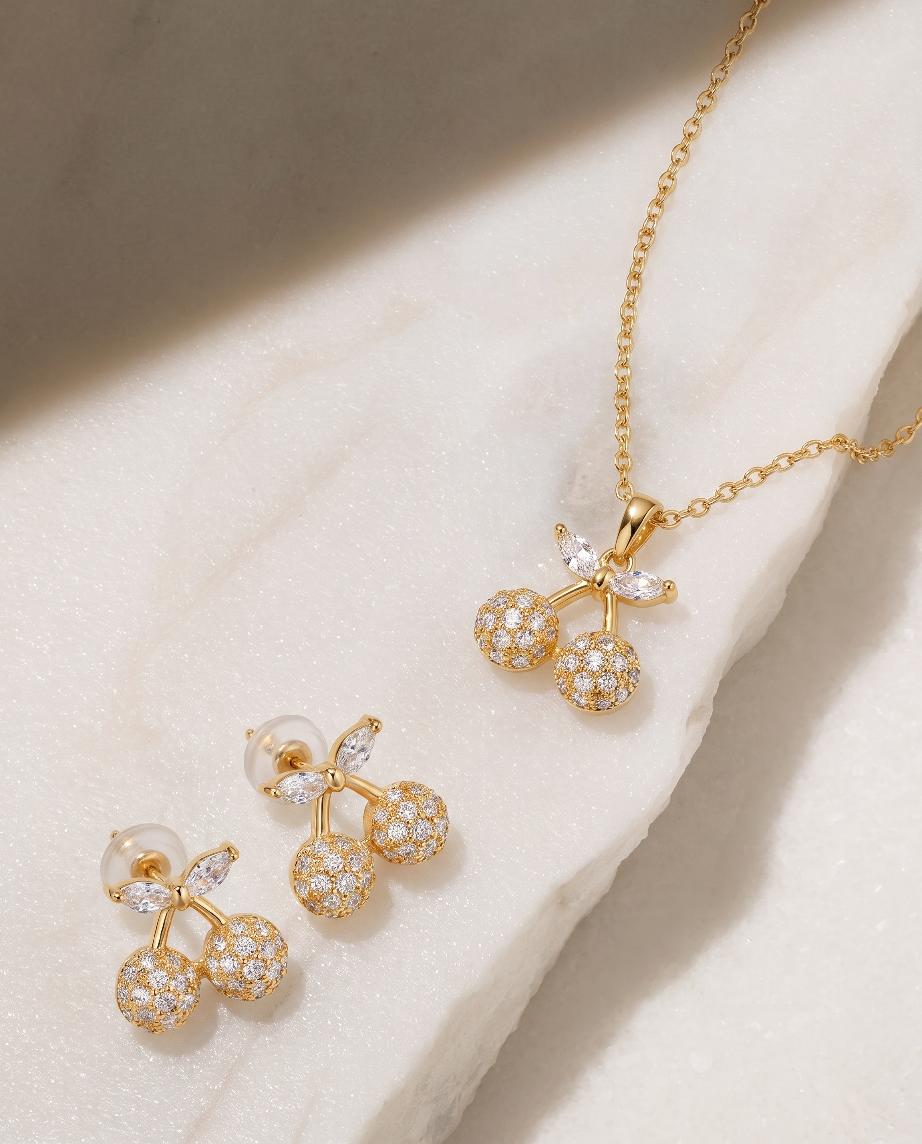Cerise Bloom Necklace & Earrings Set