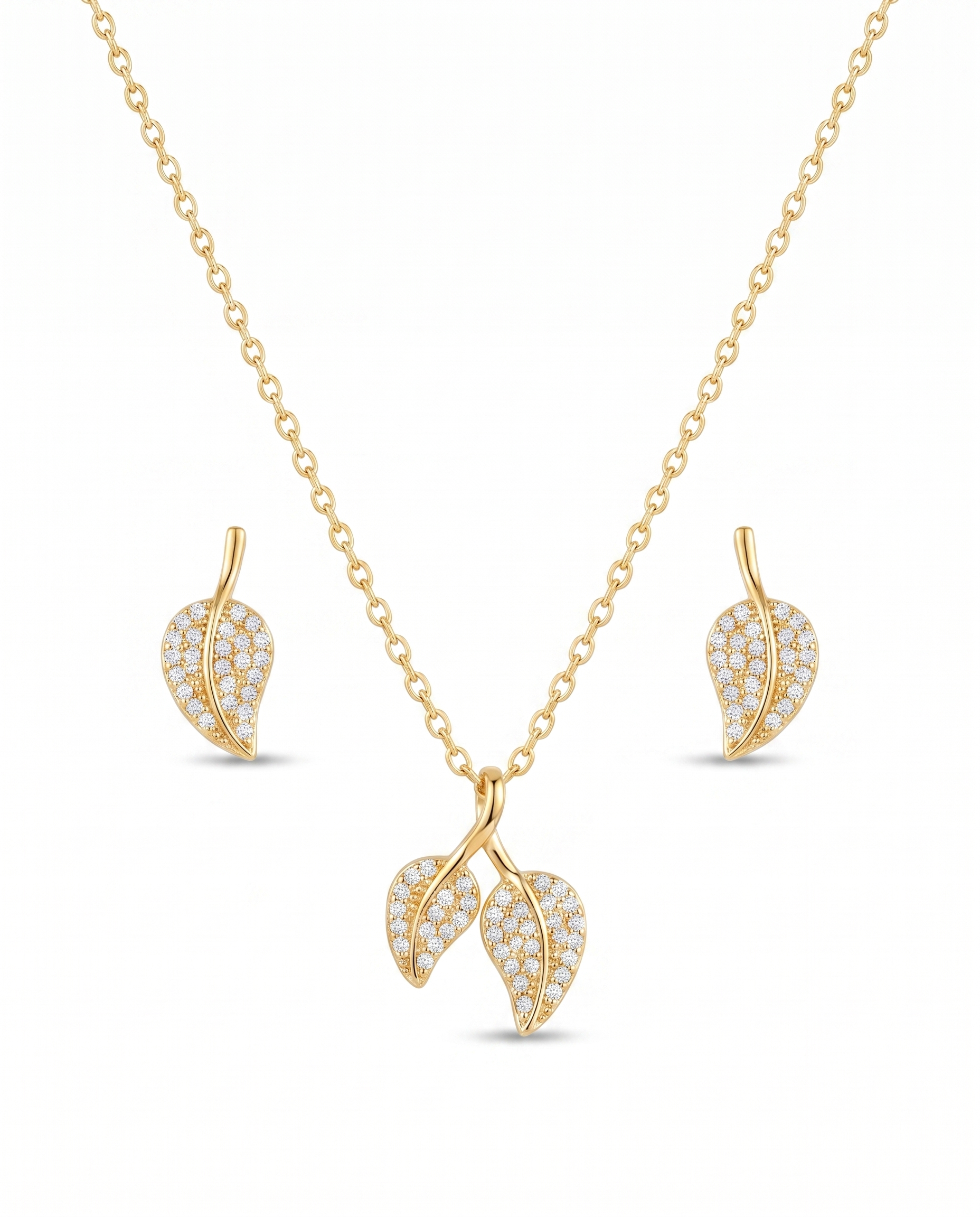 Dew Leaf Necklace & Earrings Set