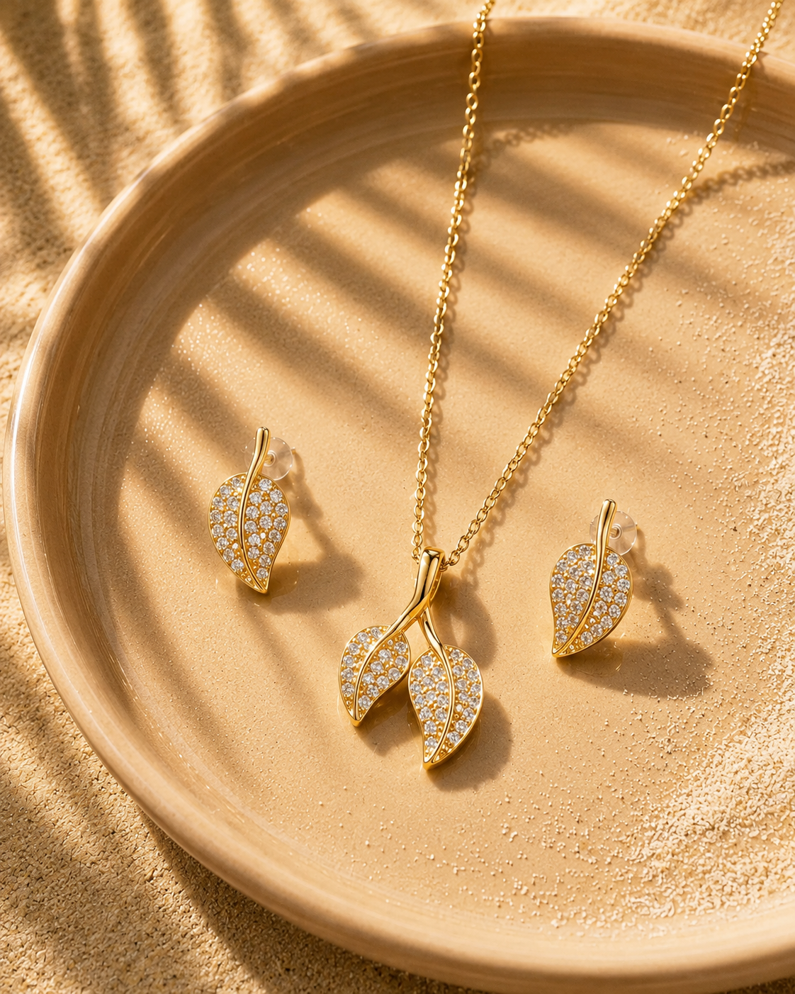 Dew Leaf Necklace & Earrings Set